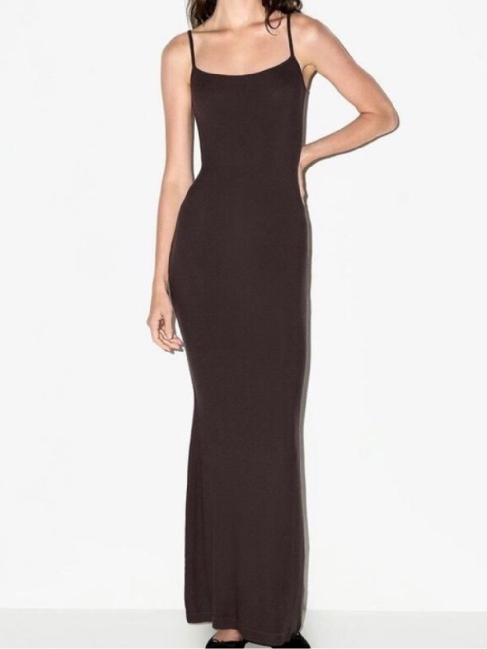 SKIMS brown soft lounge slip maxi dress